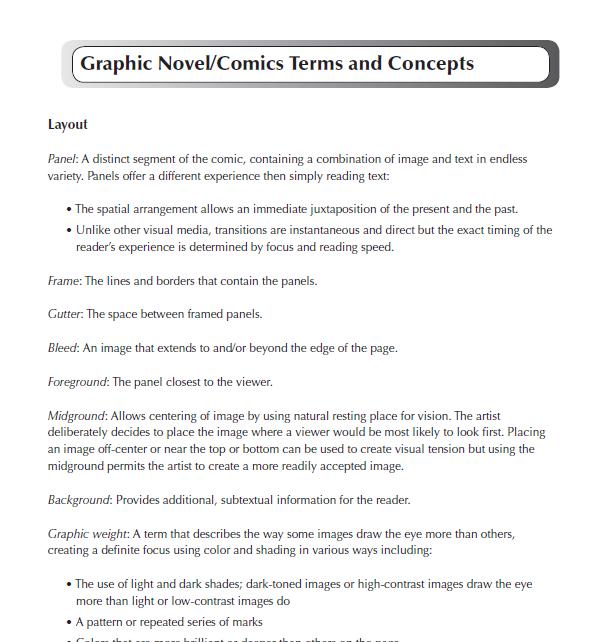 Graphic Novel/Comics Terms and Concepts