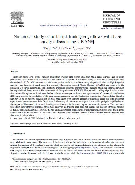 Numerical study of turbulent trailing-edge flows with base cavity effects using URANS